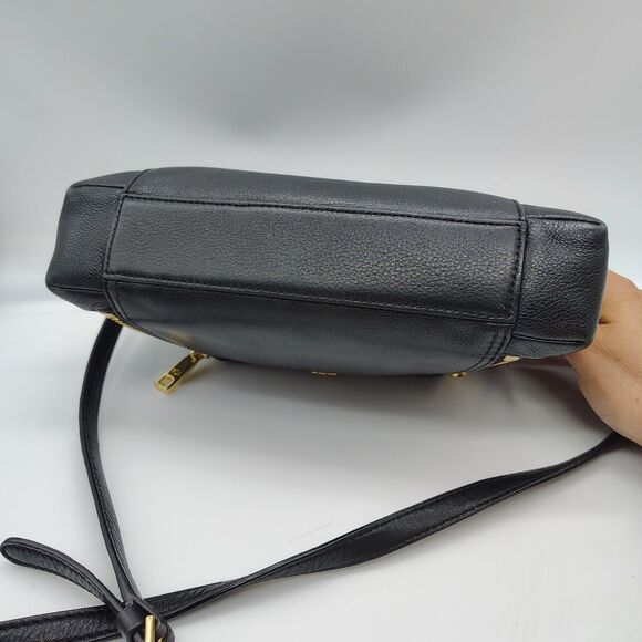 Lauren Ralph Lauren Leather Pebbled Crossbody Bag Purse Black Preppy Classic LRL - Picture 5 of 11